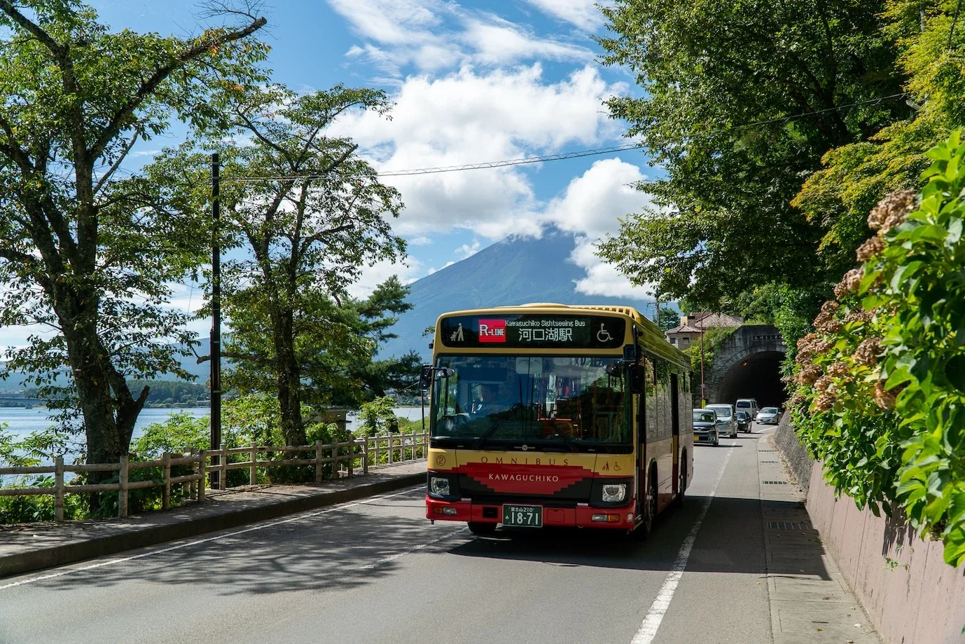河口湖周遊巴士與富士山
